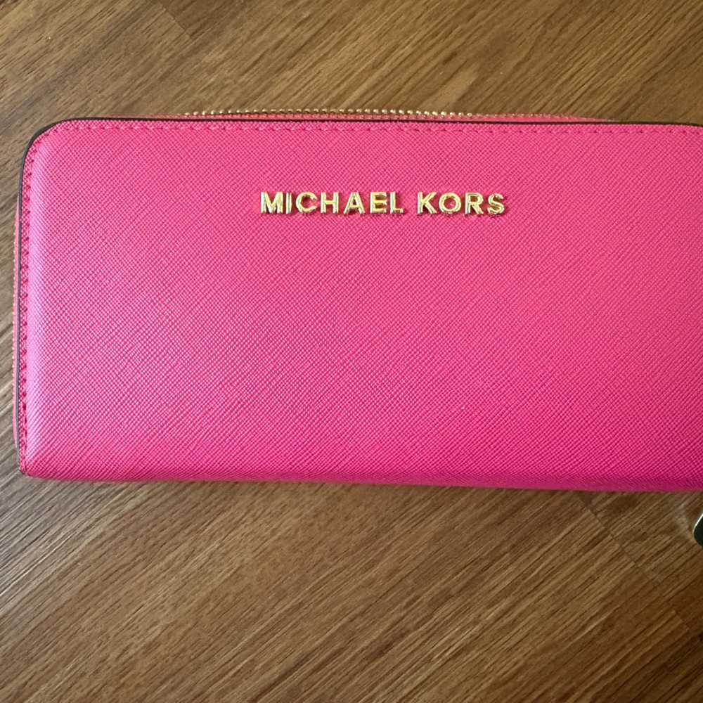 Michael Kors Fuchsia Wallet with Gold Accents